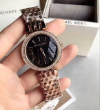 Buy Shop Michael Kors Darci Black Dial Rose Gold Steel Strap Watch for Women - MK3402 USA Online