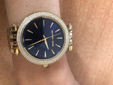 Buy Shop Michael Kors Darci Blue Dial Gold Steel Strap Watch for Women - MK3406 USA Online