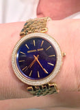 Buy Shop Michael Kors Darci Blue Dial Gold Steel Strap Watch for Women - MK3406 USA Online
