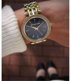 Buy Shop Michael Kors Darci Blue Dial Gold Steel Strap Watch for Women - MK3406 USA Online