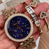Buy Shop Michael Kors Darci Blue Dial Rose Gold Steel Strap Watch for Women - MK3728 USA Online