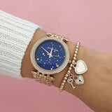 Buy Shop Michael Kors Darci Blue Dial Rose Gold Steel Strap Watch for Women - MK3728 USA Online