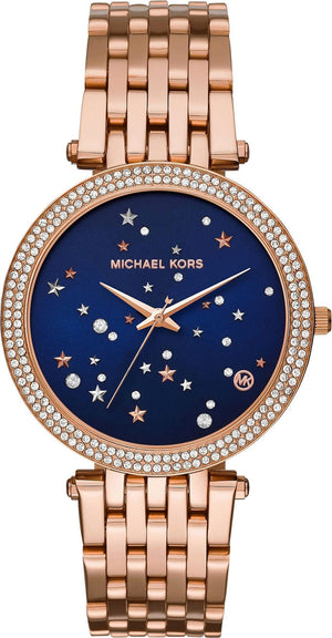 Buy Shop Michael Kors Darci Blue Dial Rose Gold Steel Strap Watch for Women - MK3728 USA Online