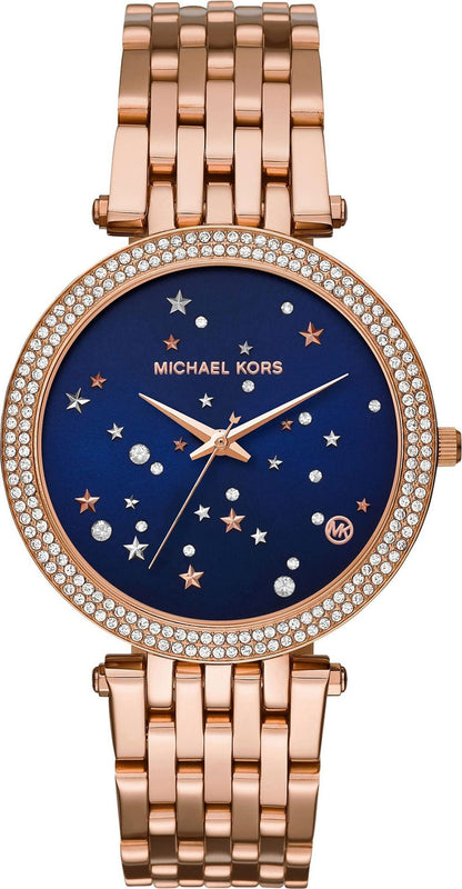Buy Shop Michael Kors Darci Blue Dial Rose Gold Steel Strap Watch for Women - MK3728 USA Online