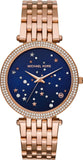 Buy Shop Michael Kors Darci Blue Dial Rose Gold Steel Strap Watch for Women - MK3728 USA Online