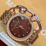 Buy Shop Michael Kors Darci Brown Dial Rose Gold Stainless Steel Strap Watch for Women - MK3217 USA Online