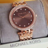 Buy Shop Michael Kors Darci Brown Dial Rose Gold Stainless Steel Strap Watch for Women - MK3217 USA Online