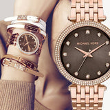 Buy Shop Michael Kors Darci Brown Dial Rose Gold Stainless Steel Strap Watch for Women - MK3217 USA Online