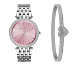 Buy Shop Michael Kors Darci Crystal Pink Dial Silver Stainless Steel Strap Watch for Women - MK3352 USA Online