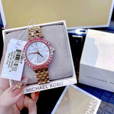 Buy Shop Michael Kors Darci Pave Silver Dial Rose Gold Steel Strap Watch For Women - MK4517 USA Online