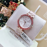 Buy Shop Michael Kors Darci Pave Silver Dial Rose Gold Steel Strap Watch For Women - MK4517 USA Online