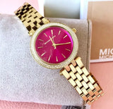 Buy Shop Michael Kors Darci Pink Dial Gold Steel Strap Watch for Women - MK3444 USA Online