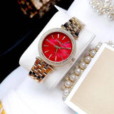 Buy Shop Michael Kors Darci Quartz Mother of Pearl Red Dial Gold Steel Strap Watch For Women - MK3583 USA Online
