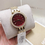 Buy Shop Michael Kors Darci Quartz Mother of Pearl Red Dial Gold Steel Strap Watch For Women - MK3583 USA Online