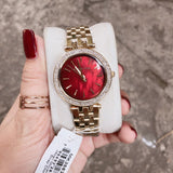 Buy Shop Michael Kors Darci Quartz Mother of Pearl Red Dial Gold Steel Strap Watch For Women - MK3583 USA Online