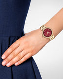 Buy Shop Michael Kors Darci Quartz Mother of Pearl Red Dial Gold Steel Strap Watch For Women - MK3583 USA Online