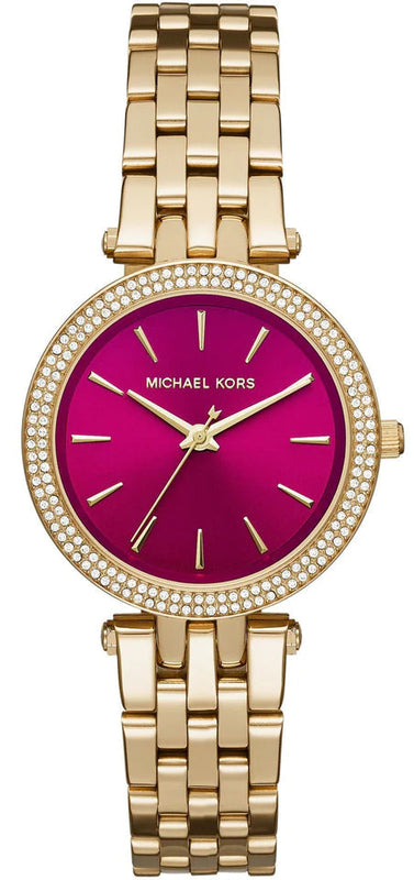Buy Shop Michael Kors Darci Quartz Mother of Pearl Red Dial Gold Steel Strap Watch For Women - MK3583 USA Online