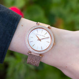 Buy Shop Michael Kors Darci Quartz Mother of Pearl White Dial Rose Gold Mesh Bracelet Watch For Women - MK4519 USA Online