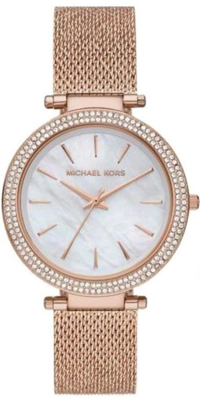 Buy Shop Michael Kors Darci Quartz Mother of Pearl White Dial Rose Gold Mesh Bracelet Watch For Women - MK4519 USA Online
