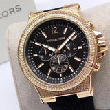 Buy Shop Michael Kors Dylan Chronograph Black Dial Black Rubber Strap Watch For Women - MK8556 USA Online