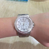 Buy Shop Michael Kors Dylan Glitz Chronograph White Dial Silver Steel Strap Watch For Women - MK5411 USA Online