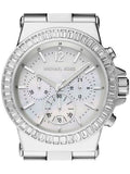 Buy Shop Michael Kors Dylan Glitz Chronograph White Dial Silver Steel Strap Watch For Women - MK5411 USA Online