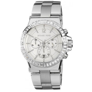 Buy Shop Michael Kors Dylan Glitz Chronograph White Dial Silver Steel Strap Watch For Women - MK5411 USA Online
