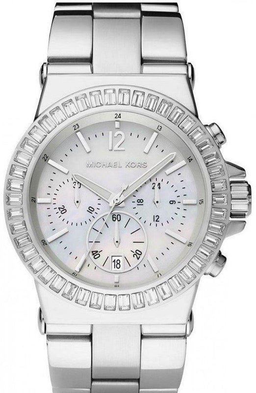 Buy Shop Michael Kors Dylan Glitz Chronograph White Dial Silver Steel Strap Watch For Women - MK5411 USA Online
