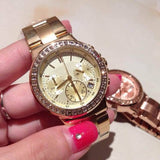 Buy Shop Michael Kors Dylan Quartz Gold Dial Gold Steel Strap Watch For Women - MK5861 USA Online