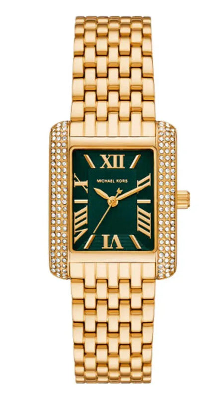 Buy Shop Michael Kors Emery Pave Analog Green Dial Gold Steel Strap Watch for Women - MK4742 USA Online