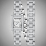 Buy Shop Michael Kors Emery Pave Double Wrap Crystals White Dial Silver Steel Strap Watch for Women - MK4836 USA Online