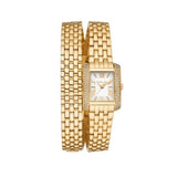 Buy Shop Michael Kors Emery Pave Double Wrap White Dial Gold Steel Strap Watch for Women - MK4833 USA Online