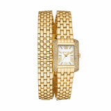 Buy Shop Michael Kors Emery Pave Double Wrap White Dial Gold Steel Strap Watch for Women - MK4833 USA Online