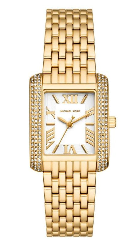 Buy Shop Michael Kors Emery Pave Double Wrap White Dial Gold Steel Strap Watch for Women - MK4833 USA Online