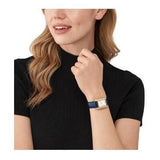 Buy Shop Michael Kors Emery Quartz Diamond Silver Dial Blue Leather Strap Watch For Women - MK2982 USA Online