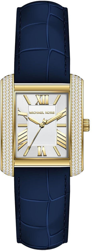 Buy Shop Michael Kors Emery Quartz Diamond Silver Dial Blue Leather Strap Watch For Women - MK2982 USA Online