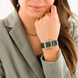 Buy Shop Michael Kors Emery Quartz Diamonds Green Dial Green Leather Strap Watch For Women - MK4697 USA Online