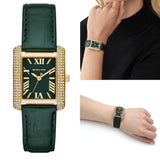 Buy Shop Michael Kors Emery Quartz Diamonds Green Dial Green Leather Strap Watch For Women - MK4697 USA Online