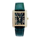 Buy Shop Michael Kors Emery Quartz Diamonds Green Dial Green Leather Strap Watch For Women - MK4697 USA Online