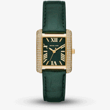 Buy Shop Michael Kors Emery Quartz Diamonds Green Dial Green Leather Strap Watch For Women - MK4697 USA Online
