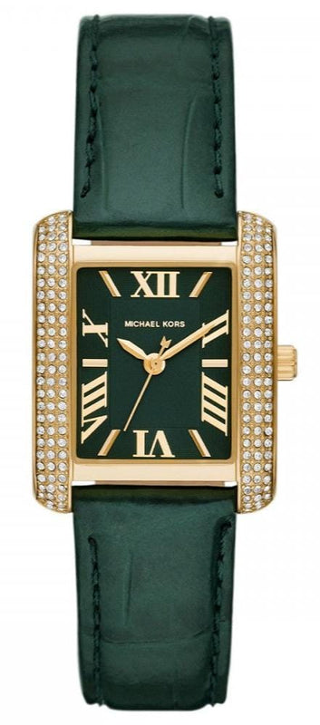 Buy Shop Michael Kors Emery Quartz Diamonds Green Dial Green Leather Strap Watch For Women - MK4697 USA Online