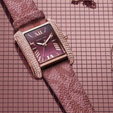 Buy Shop Michael Kors Emery Quartz Diamonds Red Dial Pink Leather Strap Watch For Women - MK2966 USA Online