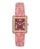 Buy Shop Michael Kors Emery Quartz Diamonds Red Dial Pink Leather Strap Watch For Women - MK2966 USA Online