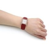 Buy Shop Michael Kors Emery Quartz Diamonds Silver Dial Red Leather Strap Watch For Women - MK4689 USA Online