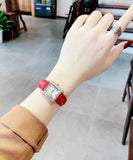 Buy Shop Michael Kors Emery Quartz Diamonds Silver Dial Red Leather Strap Watch For Women - MK4689 USA Online