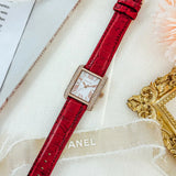 Buy Shop Michael Kors Emery Quartz Diamonds Silver Dial Red Leather Strap Watch For Women - MK4689 USA Online