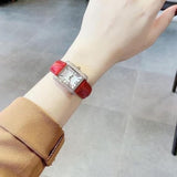 Buy Shop Michael Kors Emery Quartz Diamonds Silver Dial Red Leather Strap Watch For Women - MK4689 USA Online