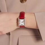 Buy Shop Michael Kors Emery Quartz Diamonds Silver Dial Red Leather Strap Watch For Women - MK4689 USA Online