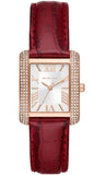 Buy Shop Michael Kors Emery Quartz Diamonds Silver Dial Red Leather Strap Watch For Women - MK4689 USA Online