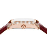 Buy Shop Michael Kors Emery Quartz Diamonds Silver Dial Red Leather Strap Watch For Women - MK4689 USA Online